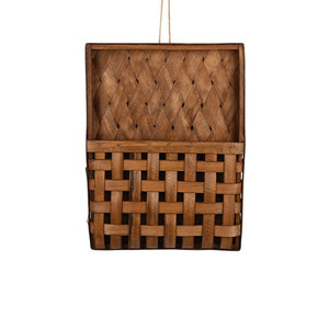 Wooden <b>Wall</b> Mounted <b>Storage</b> Basket Rectangle <b>Hanging</b> Home Decor Woven Basket For Indoor Use - Product Image 4
