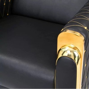 Black PU Leather Shampoo Chair with Gold Trim Contemporary Salon Furniture for Commercial Use - Product Image 5