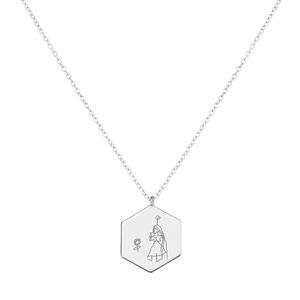 Collane di gioielli di moda per le donne <span class=keywords><strong>collana</strong></span> con ciondolo esagonale ipoallergenico in acciaio inossidabile <span class=keywords><strong>collana</strong></span> con disegno personalizzato per bambini - Product Image 4