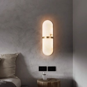 Lámpara de pared minimalista de mármol, fuente de luz LED ovalada de 220V para decoración de sala de estar, dormitorio y pasillo - Product Image 4