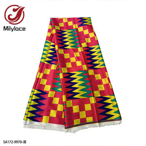 Vente en gros Kente Design Polyester Tissu africain en <span class=keywords><strong>satin</strong></span> imprimé à la cire pour <span class=keywords><strong>robe</strong></span> - Product Image 5