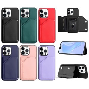 Coque arrière avec fente pour cartes pour <span class=keywords><strong>Iphone</strong></span> 17 Air 16E <span class=keywords><strong>SE</strong></span> 2025 16 Plus 15 14 13 Mini 12 11 Pro Max XS XR 8 7 Leather Stand Cover - Product Image 5