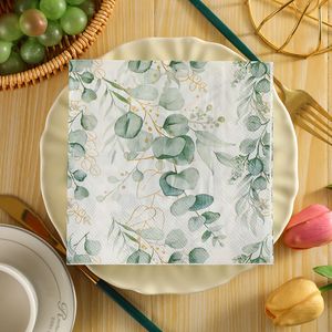 Plant Printed Paper Napkins 330mmx2 Green Leaf Design Disposable For Birthday Party Use - Product Image 5