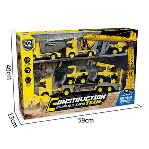 Ensemble de 7 véhicules de construction à inertie lumineux et sonore, alimentés par friction, comprenant camion d'ingénierie, excavatrice, camion benne, jouet STEM, cadeau pour enfants - Product Image 3