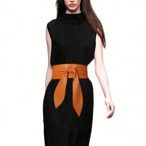 Nouvelle ceinture Obi large en cuir PU avec boucle en alliage à nouer soi-même pour femme, idéale pour robe ou pull, taille personnalisable et douce - Product Image 1