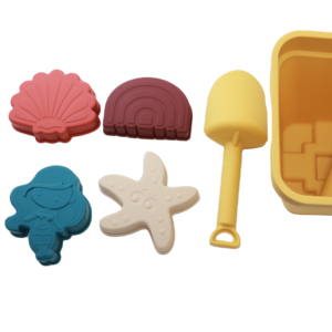 Kids Silicone Beach Toy Bucket 6Pcs Beach Play Set Foldable Portable Summer Play Sand Tools Children Creative Sandbox Toy Gift