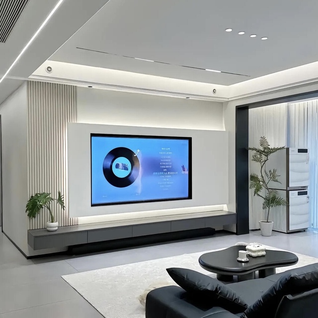 Modern Luxury Home Furniture Latest Design Smart Living Room Hotel TV Stand Built-in Light Bar Elegant TV Cabinet