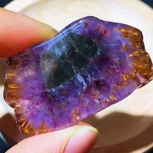 Magnifique plaque de cristal d'Auralite 23, améthyste rutilée, pièces de pierre polies, décoration en cristal HUANG KAI Brésil Feng Shui - Product Image 3