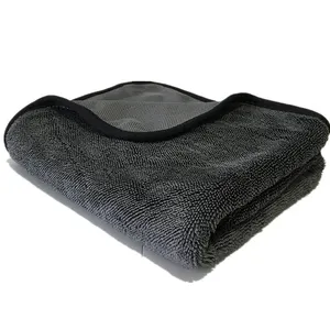 Manufacturer Supplier Grey Silk Dryer 16x24 inches 600GSM soft twisted Microfibre Car Drying Towel
