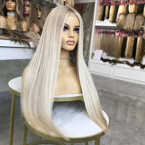 Cabello Humano Virgen de Doble Trama, Color Rubio Claro Degradado, Liso y Sedoso, Pelucas con Frente de Encaje 13x4 con Raíz Rubio <span class=keywords><strong>Gris</strong></span> - Product Image 2