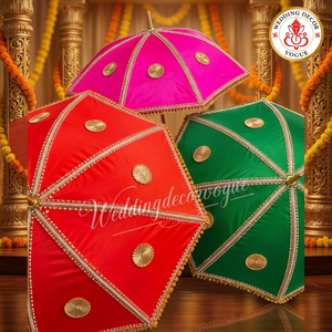 Wedding Umbrella Decorative <b>Canopy</b> with Vibrant <b>Fabric</b> Embroidery Beads Tassels and Traditional Design for Bridal Entry Mandap - Product Image 3