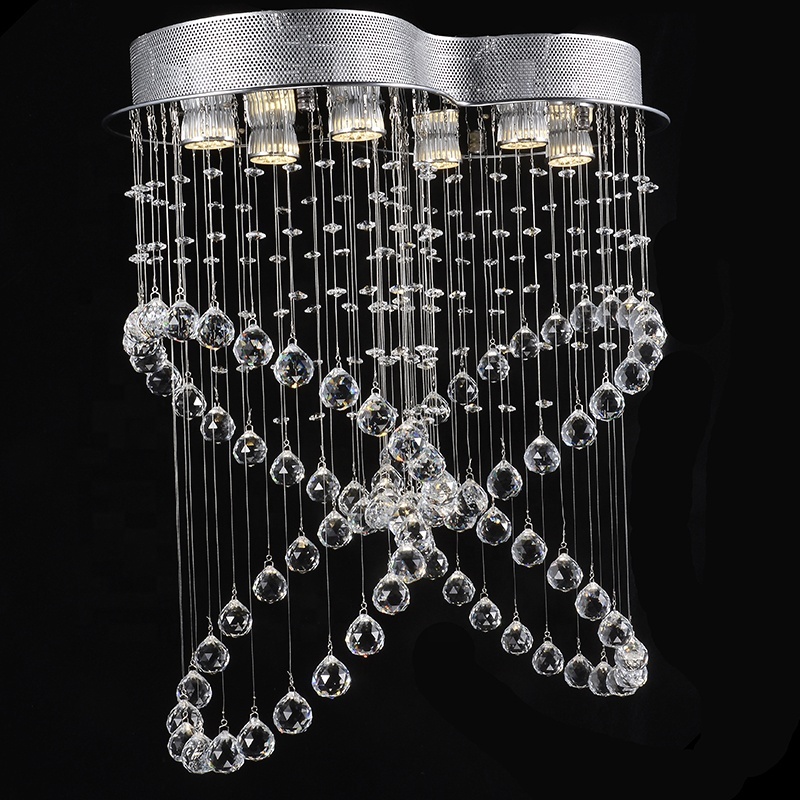 Stainless Steel Crystal Led Chandelier Modern Luxury Living Room Wedding Pendant Light Ceiling Lamp
