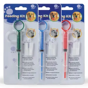 Double head pet cat dog medcical feeder pet pill shooter dispenser syringes for small dog and cat