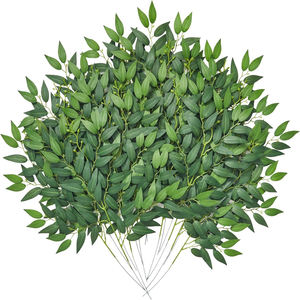 12 Piezas de Tallos de Rusco Italiano Artificial, Ramas de Hojas Verdes de Seda para Arco de Boda, Ramo, Centros de Mesa, Decoración del Hogar - Product Image 1