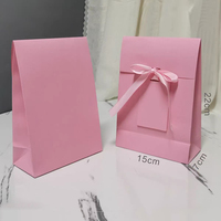 Sacs cadeaux transparents roses moyens avec ruban, sacs en papier kraft double couche pour vêtements, sacs de shopping élégants de Chine avec mon logo