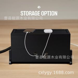 Organizador de Cables de Escritorio de Madera, Caja de Gestión de Cables de Madera Maciza con Ganchos para Uso en Oficina - Product Image 3