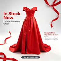 Robe de soirée longue en satin pour femme, épaules dénudées, fente haute, coupe trapèze, idéale pour mariage, fête ou banquet