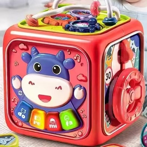 Centro de Actividades Infantiles 6 en 1 con Diseño de Dibujos Animados, Laberinto de Cuentas Multifuncional, Cubo de Actividades para Bebés y Niños Pequeños - Product Image 5