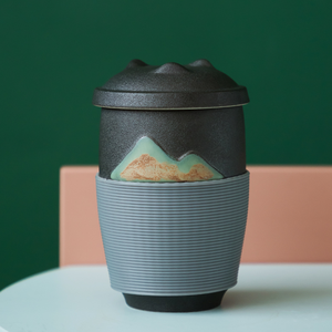 Taza de Té de Cerámica de 9.5oz/280ml, Estilo Japonés con Montañas en Relieve, Taza de Viaje con Infusor y Tapa, Excelente Regalo para Amantes del Té - Product Image 2