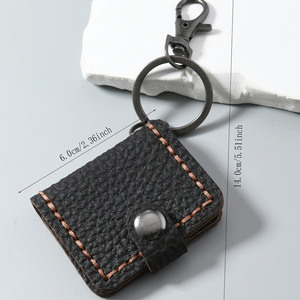 Porte-clés en cuir de <span class=keywords><strong>vachette</strong></span> vintage fait à la main Mini <span class=keywords><strong>carte</strong></span> Photo créative et pendentif sac en cuir cousu Mini Album Photo livre porte-clés - Product Image 1