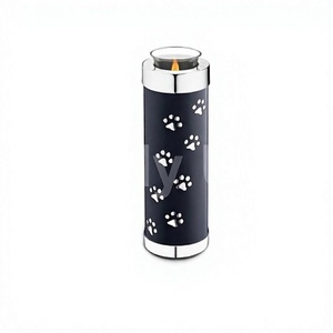 Urnes funéraires pour animaux de compagnie LU Silver Paw Print Brass T-light, style américain, 220 pouces cubes, design personnalisable - Product Image 1