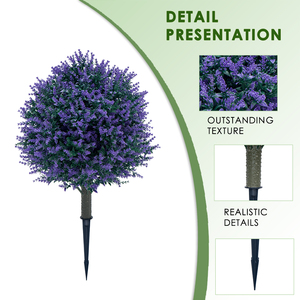 PZD-1-236 Groothandel UV-Resistente Faux Paarse Lavendelstruiken Kunstmatige Vormsnoei Buitenplanten Met Spike