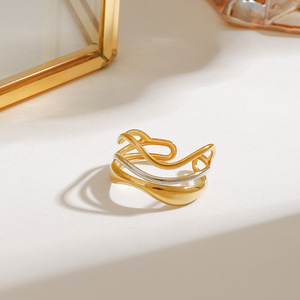 18K Gold Stainless Steel Multi Layered Water Ripple <b>Ring</b> Elegant Design Adjustable Unisex Fashion Jewelry Gift - Product Image 3