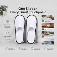 Chaussons d'hôtel jetables antidérapants en tissu éponge pour les commodités de voyage