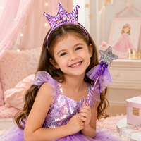 Cadeaux de fête d'anniversaire Pafu pour filles, couronne de princesse à paillettes, bandeau et baguette magique, ensembles d'accessoires de fée pour enfants