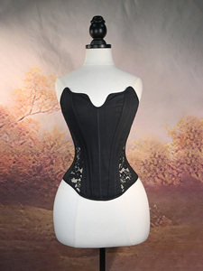 Top corsé de satén con cuello en V y encaje para mujer, con varillas, efecto adelgazante, para fiesta - Product Image 1