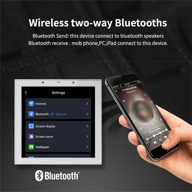 Touch Screen Smart Home Audio System Two-way Bleutooths Wall Amplifiers Ceiling Speakers Control Panel Tuya Android Music Player · image 5