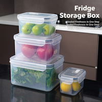 BPA-vrije, voedselveilige, transparante PP keukenopbergbox met afdruipbak voor fruit, groenten, vlees en voedsel.