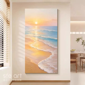 ภาพวาดสีน้ำมันทิวทัศน์ทะเลวาดด้วยมือ 120x60 ซม. ไม่มีกรอบ ศิลปะนามธรรมสำหรับตกแต่งห้องนั่งเล่นทางเข้าบ้าน - Product Image 3
