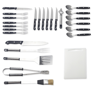 Thép không gỉ nướng thịt nướng <span class=keywords><strong>BBQ</strong></span> công cụ thiết lập với nĩa muỗng dao cho cắm trại ngoài trời với trường hợp - Product Image 3