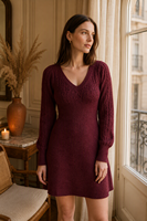 Benutzerdefiniertes LOGO Damen Strickkleid Gestricktes Langarm V-Ausschnitt Crop-Top Einfarbig Lässige Mode Winter Acryl OEM & ODM Fabrik
