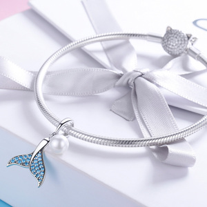 Pulsera y brazalete <span class=keywords><strong>de</strong></span> Plata <span class=keywords><strong>de</strong></span> Ley 925 con cola <span class=keywords><strong>de</strong></span> sirena para mujer, cuentas <span class=keywords><strong>de</strong></span> circonia cúbica, elegante, regalo <span class=keywords><strong>de</strong></span> joyería, SCC877 - Product Image 2