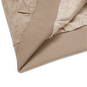 BNSB SPORTS <b>Men's</b> Beige Faux <b>Suede</b> Bomber <b>Jacket</b> Zip Front Turn Down Collar Ribbed Cuffs Casual Winter Outerwear - Product Image 5