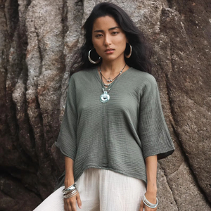 Butterfly Cotton <b>Top</b> Womens Sola <b>Rust</b> Super Soft Gauze Cotton Lightweight Boho Summer Blouse Casual Loose Fit Plus Size - Product Image 6