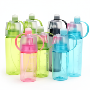 600ml Plastic Outdoor Sports <b>Water</b> <b>Bottle</b> with Direct Drinking Straw Travel Mist <b>Spray</b> - Product Image 1