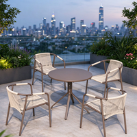 Ensemble table et chaises pliantes en aluminium, style moderne minimaliste, résistant à la rouille et aux intempéries, idéal pour café, salon de thé, jardin - Vente directe usine