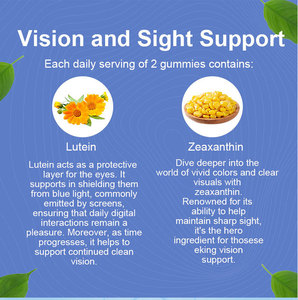 Gomitas de Vitaminas para el Cuidado de los Ojos para Adultos, Suplemento de Luteína y Zeaxantina, Protección contra la Luz Azul, Salud Visual y Macular, 60 Unidades - Product Image 3