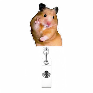 Badge d'identification rétractable à tirette, thème souris, fantaisie, en acrylique pailleté, avec boucle pour carte d'identité d'employé, pour le marché international - Product Image 3