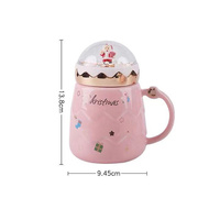 Noël mignon père noël Figurines en céramique créative boule de neige paysage couvercle tasses cadeau de noël lait tasse à café pour bureau maison