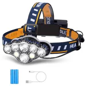 En iyi yüksek güç kafa ışık 1000 lümen USB şarj edilebilir açık avcılık kafa lambası Torch Led far beyaz/kuyruklu kırmızı işık