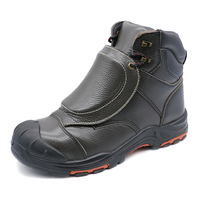 MAXITOUGH Bottes de travail en cuir gaufré grain de soudure avec embout en acier PU/semelle en caoutchouc Protection de la semelle extérieure Bottes de sécurité minière pour hommes