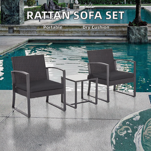 Table et chaise de salon en rotin légères et pliables, imperméables pour l'extérieur, piscine, balcon, table basse, salon - Product Image 2