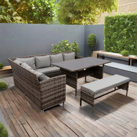 Ensemble de canapés modernes 8 places en rotin PE confortable, résistant aux UV et durable, pour l'extérieur, idéal pour ferme, salon, parc, salle de sport