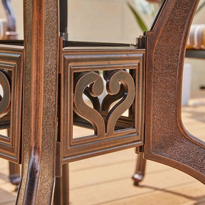 Ban Công Đồ Nội Thất Patio Đúc Nhôm Bàn Ăn Đặt Khách Sạn Xách Tay Bằng Gỗ Nhìn Vuông Bảng 4 Đệm Ghế - Product Image 4