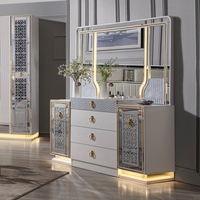 Armoire de Chambre Luxe en Bois avec Miroir, Grand Rangement, Haute Qualité, Style Moderne