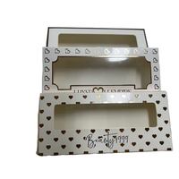Boîte en papier rose de luxe personnalisée avec fenêtre en PVC transparente et bordure scintillante pour l'emballage des faux ongles et des faux cils, vente en gros